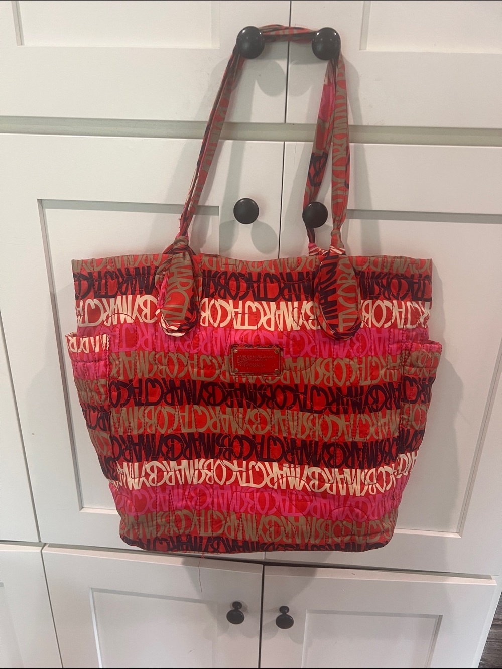 Marc by Marc Jacobs Vintage Graffiti Printed Quilted Nylon Tote Bag Multi